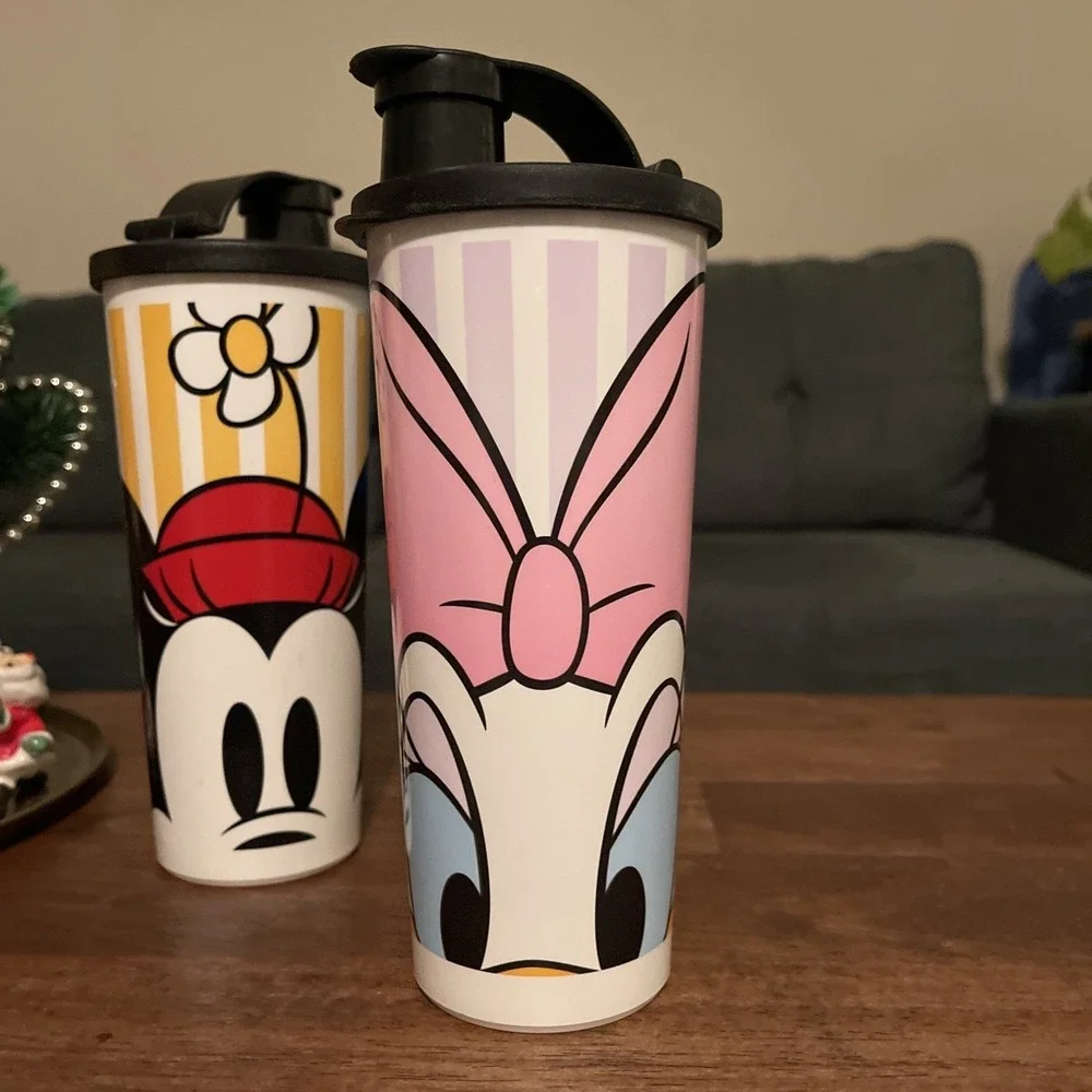 Tupperware Disney Peek A Boo Donald Goofy Minnie Daphne 16 Oz Tumblers Cup 5107‎